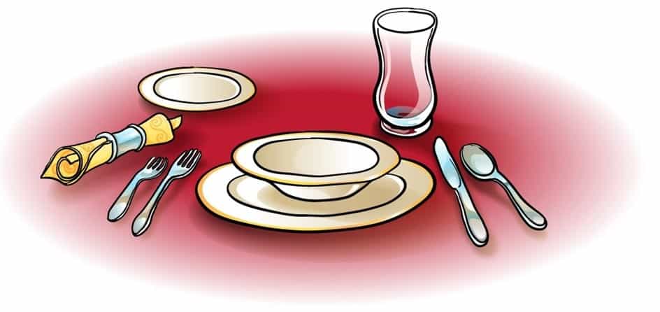 St. John's United Church | A drawing of a table setting with utensils and utensils.
