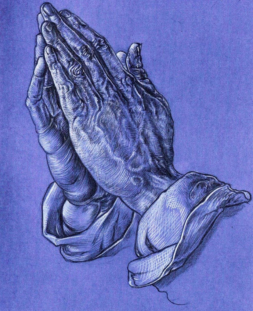 St. John's United Church | A sketched illustration of two hands pressed together in a prayer-like pose.