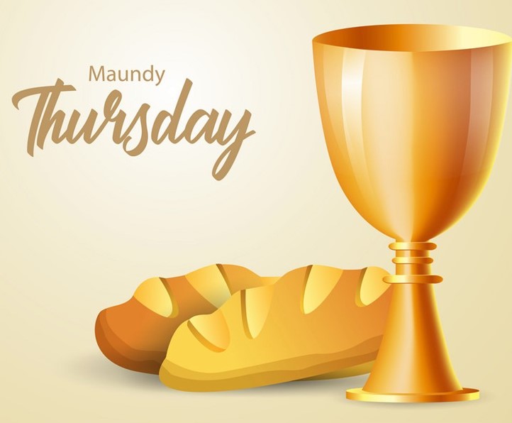St. John's United Church | Maundy thursday concept with golden chalice and bread.