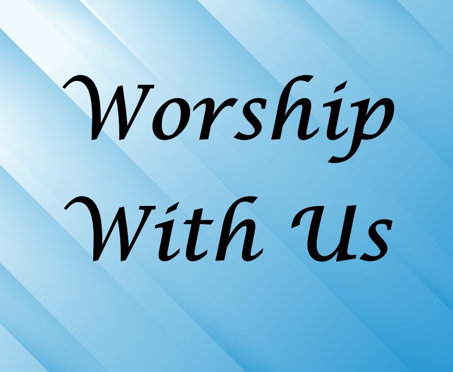 St. John's United Church | Text "Worship With Us" displayed on a blue gradient background.