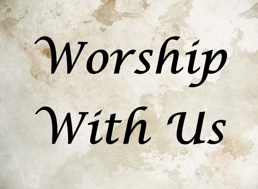 St. John's United Church | Text reading "Worship With Us" on a textured, beige background.