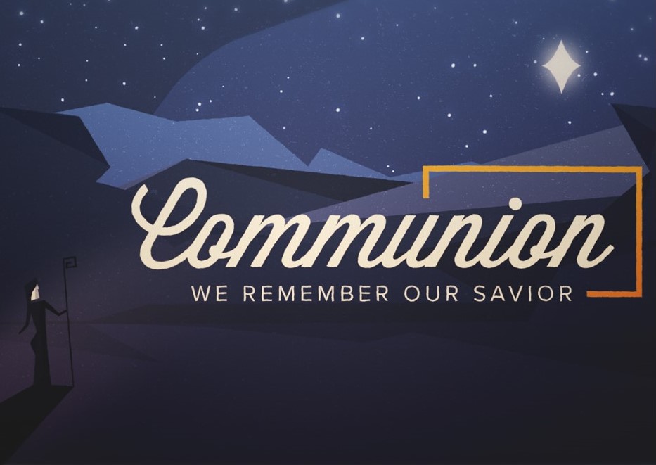 St. John's United Church | Night sky with stars, mountains, and a person holding a staff. The text reads, "Communion: We Remember Our Savior.